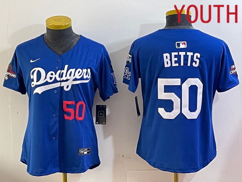 Youth Los Angeles Dodgers 50 Betts Blue Game 2024 Nike MLB Jersey style 12053